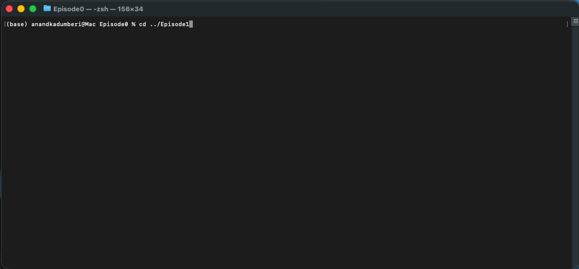 Terminal showing cd to move into the folder